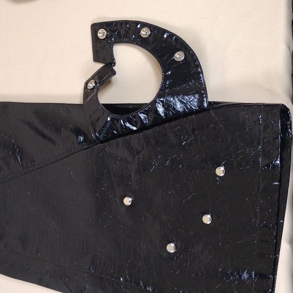 Nerazzurri Shiny Black Faux Leather Y2K Inspired Goth Biker Emo Flared Pants - Picture 13 of 14